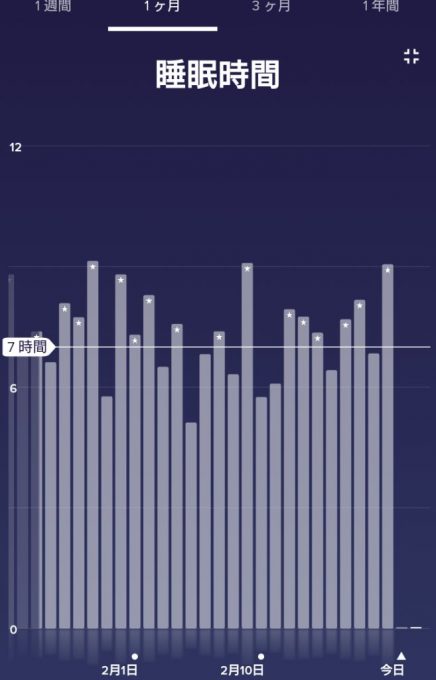 Fibitで記録した睡眠時間